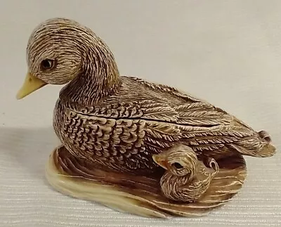 Duck W/Duckling Trinket Treasure Box SIAB Surprise It's A Box --E. VINCENT 1995 • $21.75