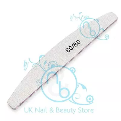 Nail Files 80/100/180/240 Grit Professional Quality Half Moon Straight Curved • £4.19