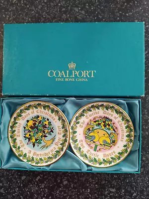 2 X COALPORT 12 DAYS Of CHRISTMAS SMALL PLATES ORIGINAL BOX • £14.99