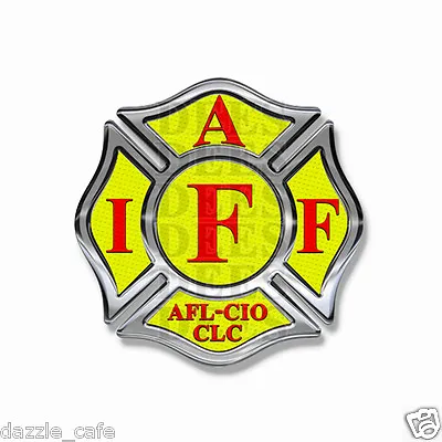 IAFF Sticker 4inch  Decals 2 Pack Firefighter Intl Maltese Cross Stickers Yellow • $3.99