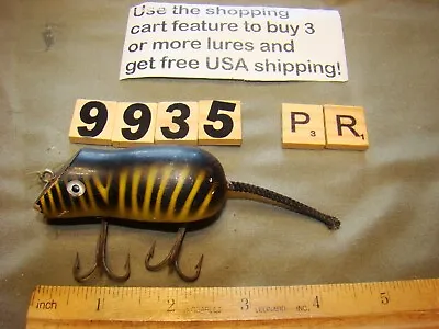 U9935 Pr Creek Chub Tiger Strip Mouse Wooden Fishing Lure • $17.95