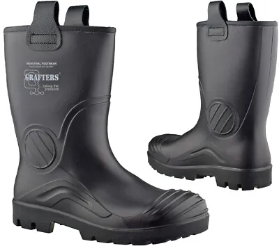 Mens Waterproof Safety Wellingtons Fur Lined Steel Toe Cap Mucker Boots Sz 6-13 • £29.95