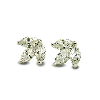 Beautiful Art Deco Style 9ct White Gold Fillled Stud Womens Girls Earrings BE896 • £16