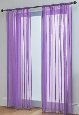 Voile Curtains Pair (2 Panels) Of Lucy Voile Net Slot Top Panels -Top Quality • £12.90