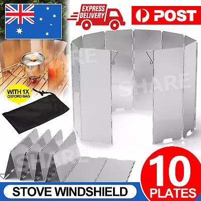 10 Plates Aluminum Stove Wind Shield For Camping Cooker BBQ Gas Screen Foldable • $11.85