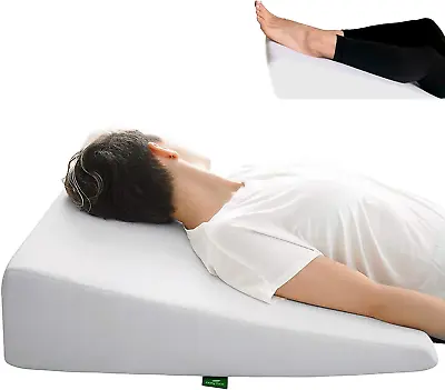 Bed Wedge Pillow For Sleeping - Memory Foam Leg Elevation For Post Surgery Slee • $40.61
