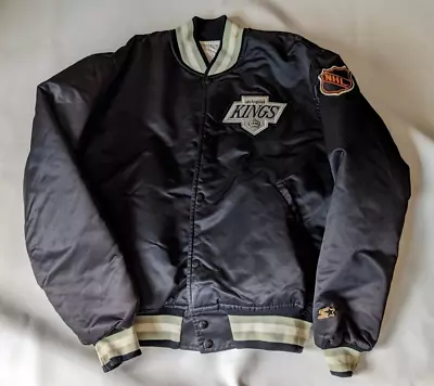 Vintage Los Angeles LA Kings Starter Satin Bomber Jacket NHL Hockey USA L Large • $209.96