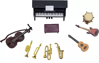 Kodycity Dollhouse Miniature Musical Instruments Set Mini Accessories Piano Viol • $17.76