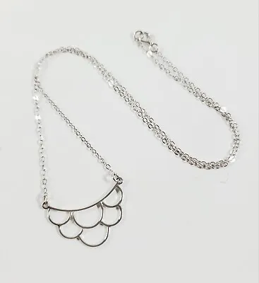 925 Sterling Silver Scalloped Mini Bib 18  Necklace 2g Vampire Diaries Caroline  • £27.93