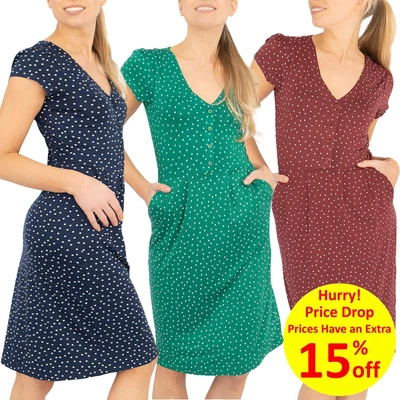£28.01 • Buy Boden Womens Dress Jersey Polka Dot Navy Green Burgundy Knee Length Drapey
