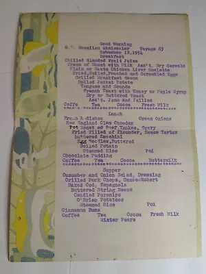 Set 5 SS Hawaiian Wholesaler Matson Ship Menus 5 Day Sailing November 1954 RARE • $95