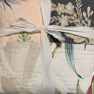 Pottery Barn Bari Tropical Floral Patchwork Euro Sham New • $48