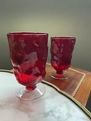Morgantown Seneca Driftwood Ruby Red Clear Footed Tumblers • $22.20
