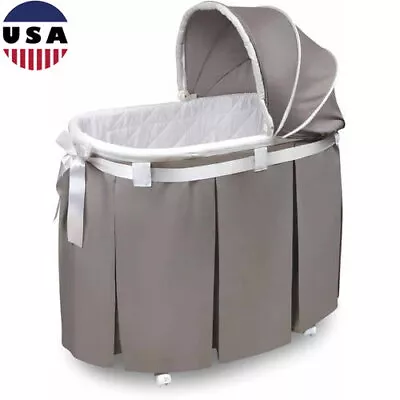 Baby Bassinets Oval W/Mesh Storage Basket Canopy Foam Pad Foldable Bedding Set • $89.93