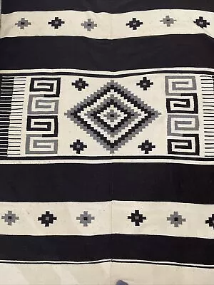 Vintage Mexican Southwestern Wool Saltillo Rug Blanket Serape 70  X 52” Fringes • $45