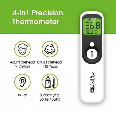 OxiPro TH1 Baby & Adult Thermometer - In-Ear Forehead & Surface Thermometer • £19.99