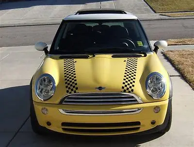 Mini Cooper Bonnet Checkered Stripes Hood Vinyl Decal Graphics 2005 2006 2007 • $17.95