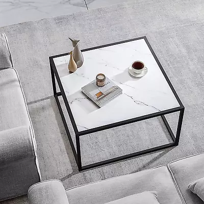 Modern Gray Wood Coffee Table For Living Room Center Small Square Easy Assembly • $80.98