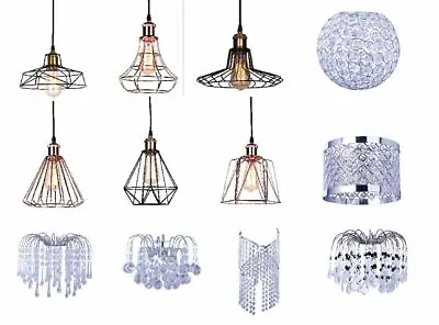 Modern Ceiling Pendant Chandelier Light Acrylic Crystal Drop Lamp Shades • £10.99