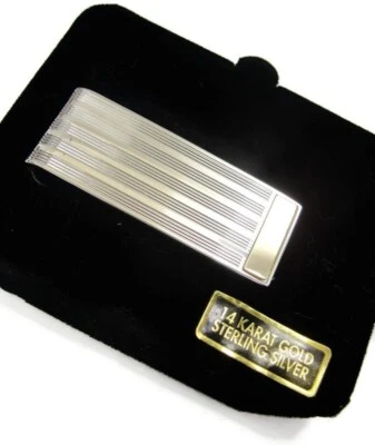 $199.99 • Buy Money Clip A & Z 925 Sterling Silver & 14 K Gold Fine Line Design