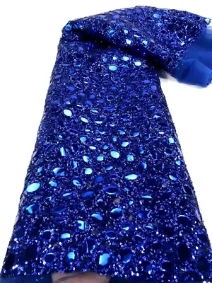 5yard DIY Bling Mirror Sequins Mesh Fabric African Lace Tulle Net Material Dress • $144.63