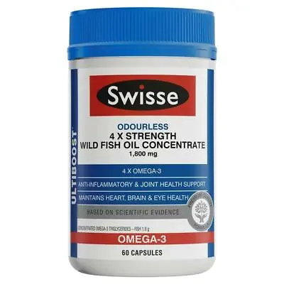 Swisse Ultiboost 4 X Strength Wild Fish Oil Concentrate 60 Capsules • $39.98