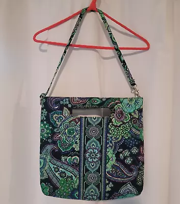 VERA BRADLEY 2009 Holiday Tote Bag Purse Green Blue Paisley Rhapsody Retired • $28