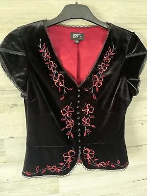 Papell Boutique Evening Beaded Velvet Open Front Bolero Jacket Sz 12 Stunning • $39.99