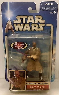 Star Wars MACE WINDU Geonosian Rescue Figure Attack Of The Clones Hasbro 2002 • $25