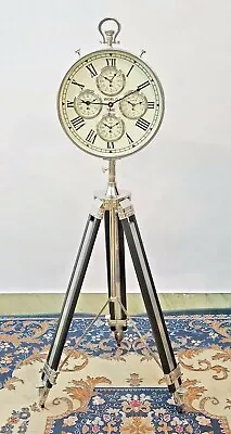 Home Décor World Time Clock With Black Chrome Tripod Stand Home Christmas Gift • $247.64