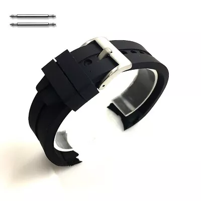 Rubber Silicone Curved End Replacement Watch Band Strap Steel Buckle #4511 • $14.95