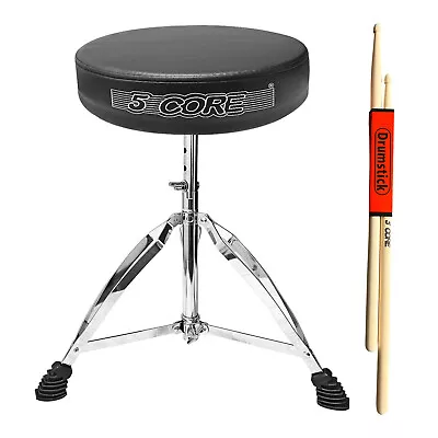 5Core Drum Throne Thick Padded Seat Drummers Stool Guitar Chair W/ Height Adjust • $34.99