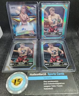 Arnold Allen 4x Lot 2024 Topps Chrome UFC Auto Aqua 16/199 Refractor Base #22 • $18.99