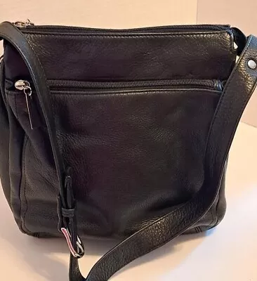 Vintage WILSONS LEATHER Black Calf Leather Crossbody Bag • $99