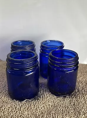 4- Vintage Cobalt Blue Vicks Vapor Rub Jars.  2” • $8