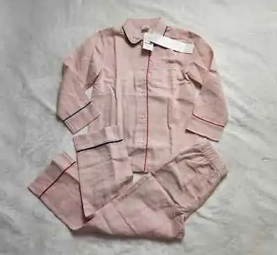 New Girl's S J Crew Crewcuts Pink Solid Pajama Set W Peter Pan Collar Top Pants • $39.99