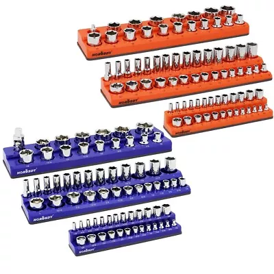 6PC Magnetic Socket Organizer Storage Holder Set 1/4 3/8 1/2 Metric SAE 143 Slot • $49.99