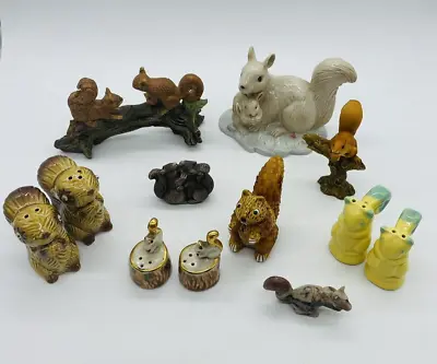 Vintage Squirrel Figures And Salt And Pepper Shakers Lot Of 9 Collectible Decor • $39.99