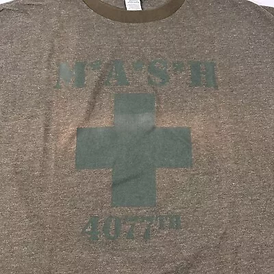 M*A*S*H 4077th MASH Medical TShirt Mens XL Green Thunder Creek Ringer Tee USA • $12.95