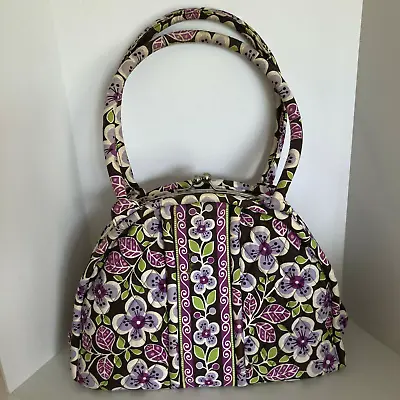 Vera Bradley ELOISE PLUM PETALS Dome Purse Handbag Tote Med/Lg Quilted Kiss Lock • $48.90