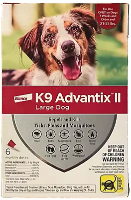 K9 Advantix II Flea Tick Medicine Large Size Dog 6 Month Supply Pack K-9 21-55 • $69.99