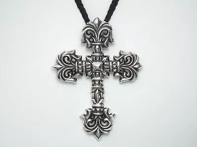 Chrome Hearts Filigree Cross Large Leather Braid Choker L Pendant SV925 P0006064 • $3502.45