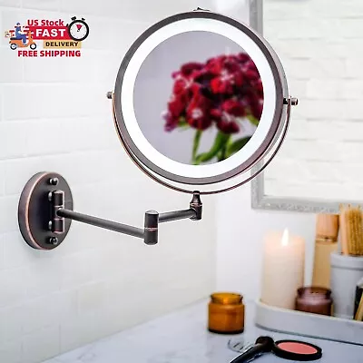 6.8  Lighted Wall Mount Makeup Mirror - Double Sided LED 1X & 10X Magnification • $24.80