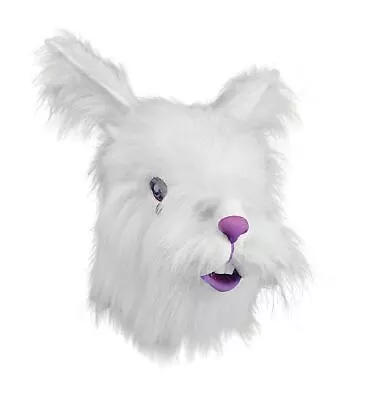 Adult's One Size White Rabbit Bunny Easter Fur Mask Fancy Dress Accessory • £19.88