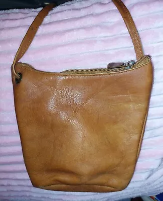 Brown Caramel Genuine Leather Crossbody Bag Small Purse Made In Colombia Vintage • $10