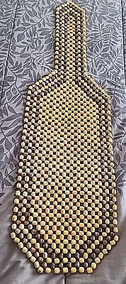 Vintage Retro Wooden Beaded Car Seat Cover Cushion 50” X 14.5  • $27.20