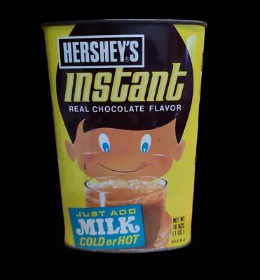 Vintage 1970s Hersheys Instant Real Chocolate Flavor Tin Can *Empty*  • $16.95