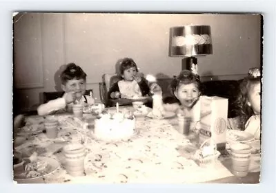 Vintage Photo Children Birthday Party 1950's Found Art R134 • $5