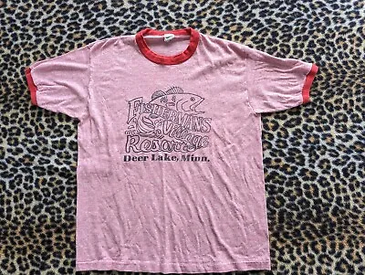 Vintage Tee Shirt SUPER SOFT FISHERMANS VILLAGE RESORT Deer Lake MN USA Made • $19.99