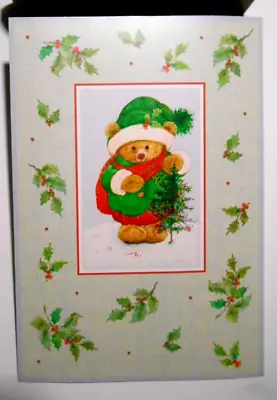 Vintage Cristmas Greeting Card MARY HAMILTON MARY'S BEARS Feather Tree Hallmark • $4.99